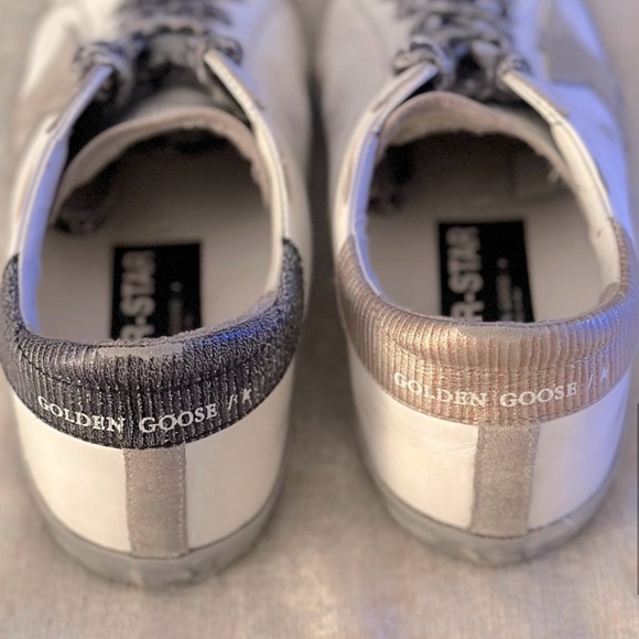 GOLDEN GOOSE 39 Women Super-Star in white leather with gray suede star LIVE LOVE - Picture 3 of 8